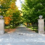 A photo of the front entrance into Woodlawn Memorial Park.