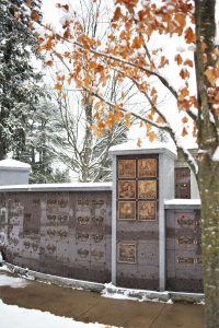 Photo of a bronze monument in the winter