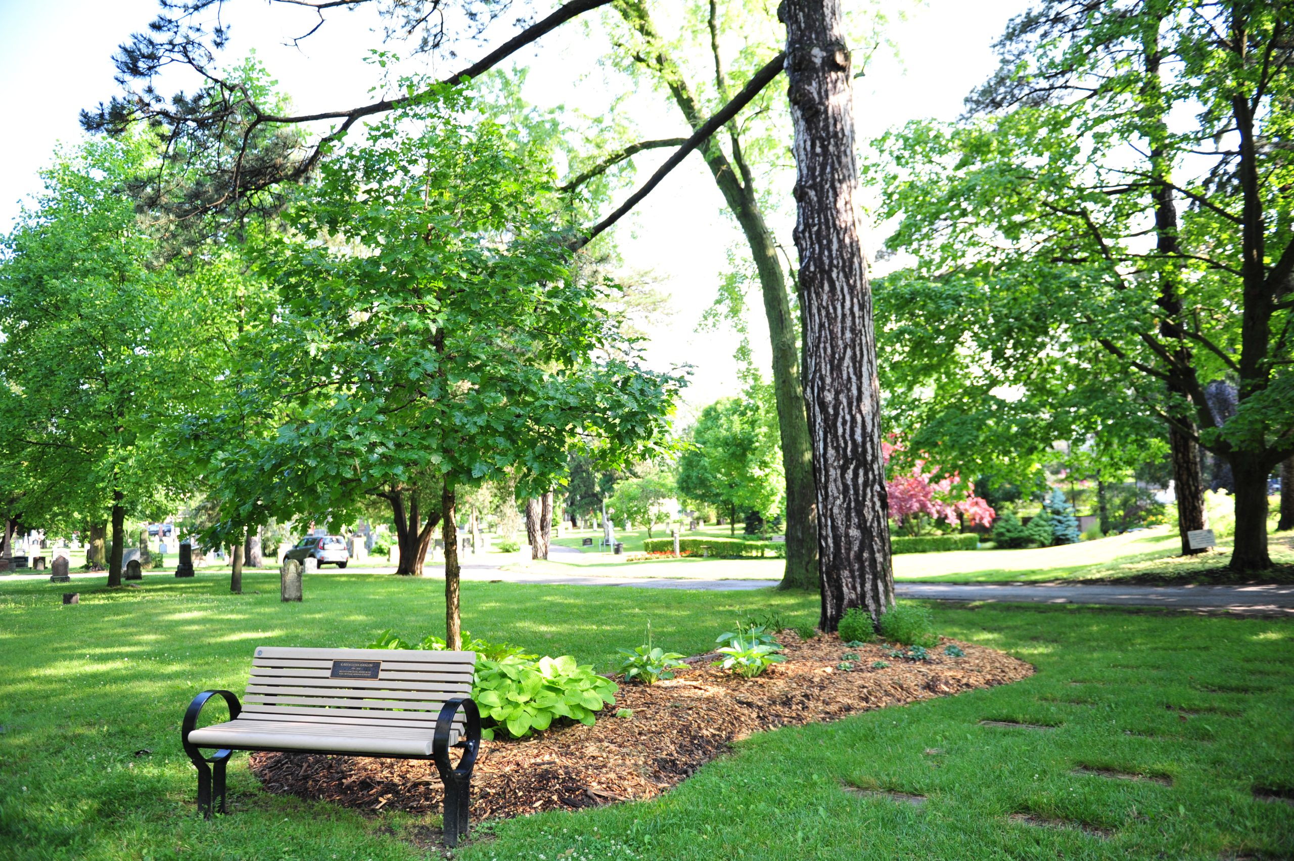 Woodlawn Memorial Park Guelph dedication bench.