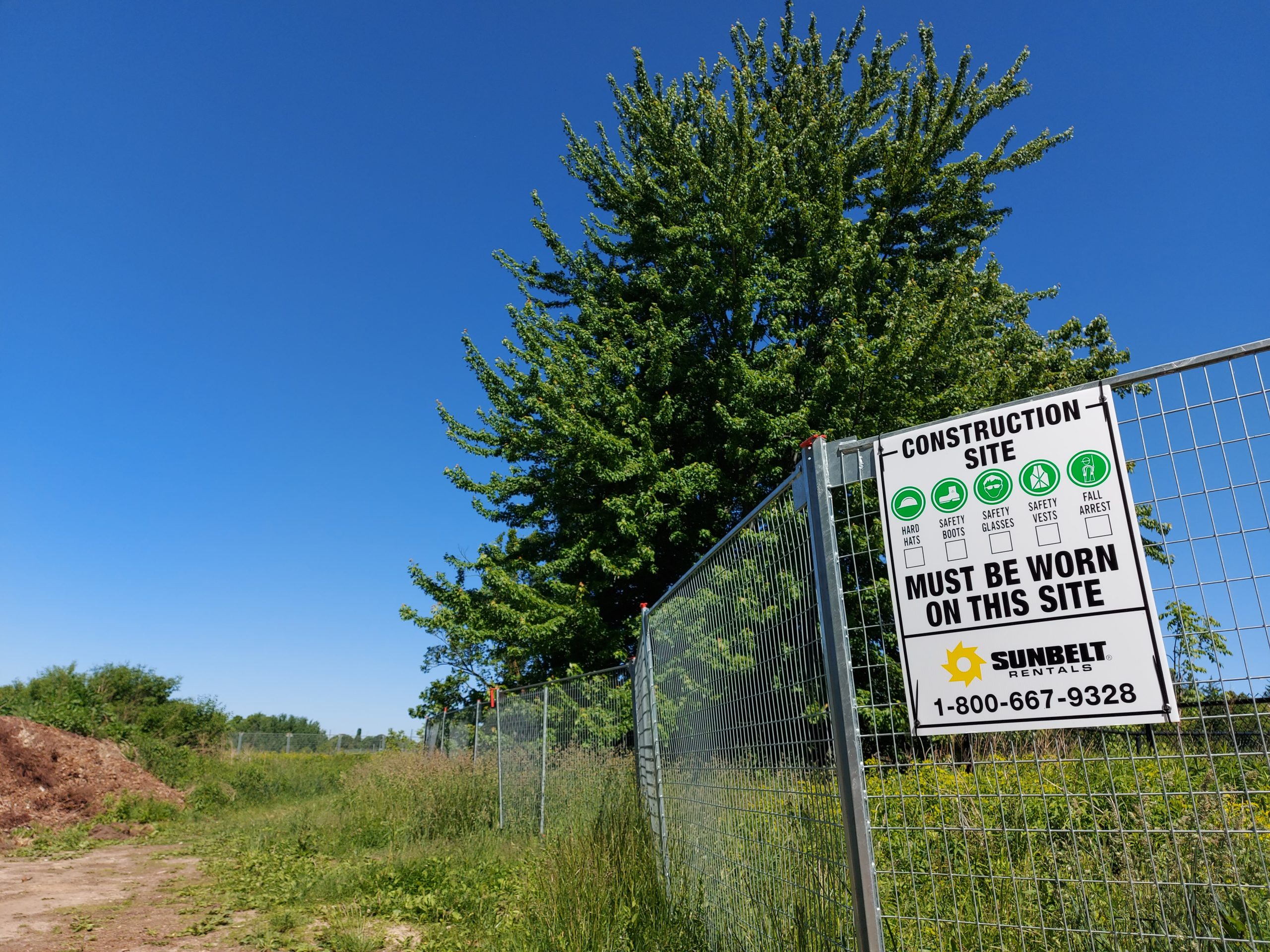 Construction sign on the property.